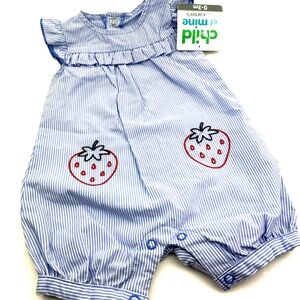 Carter's Baby One Piece Size 0/3m Girls Strawberry Infants Snap Buttons Ruffle